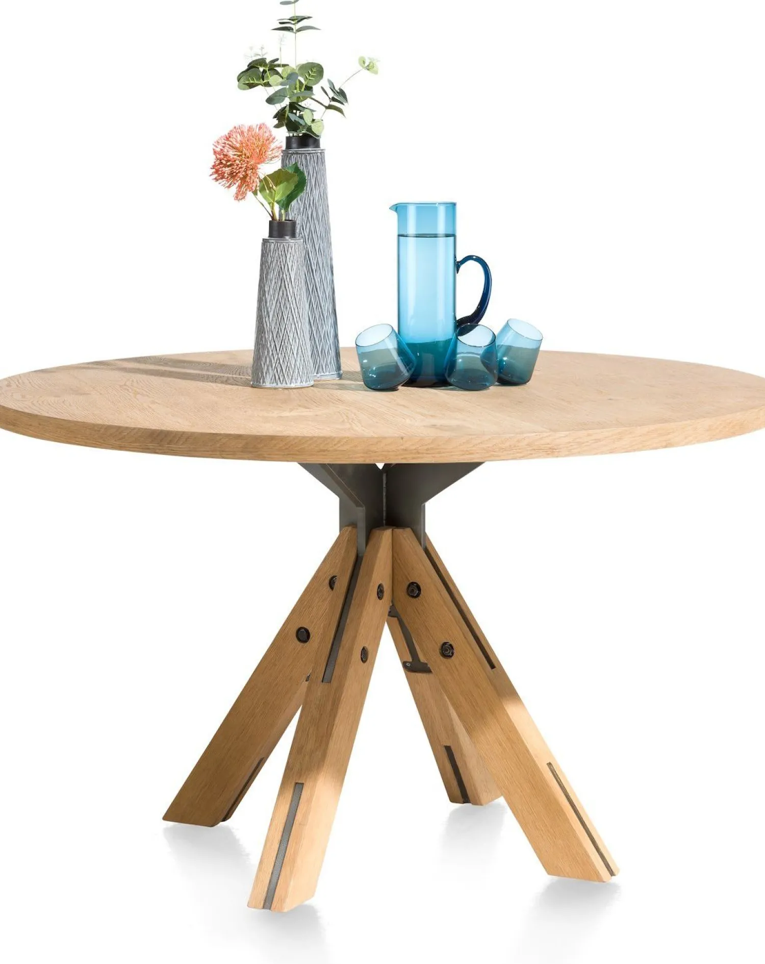 Houten Eettafels|Ronde Eettafels-Henders en Hazel Jardino Rond Eettafel Railway Brown
