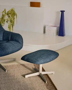 Hockers|Poefs-Kave Home Jaspe Voetenbank Blauw