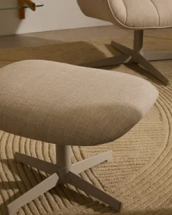 Hockers|Poefs-Kave Home Jaspe Voetenbank Beige