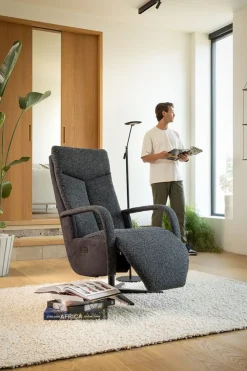 Relaxfauteuils-Feelings Wonen Jasper Medium Relaxfauteuil Lava, Onyx