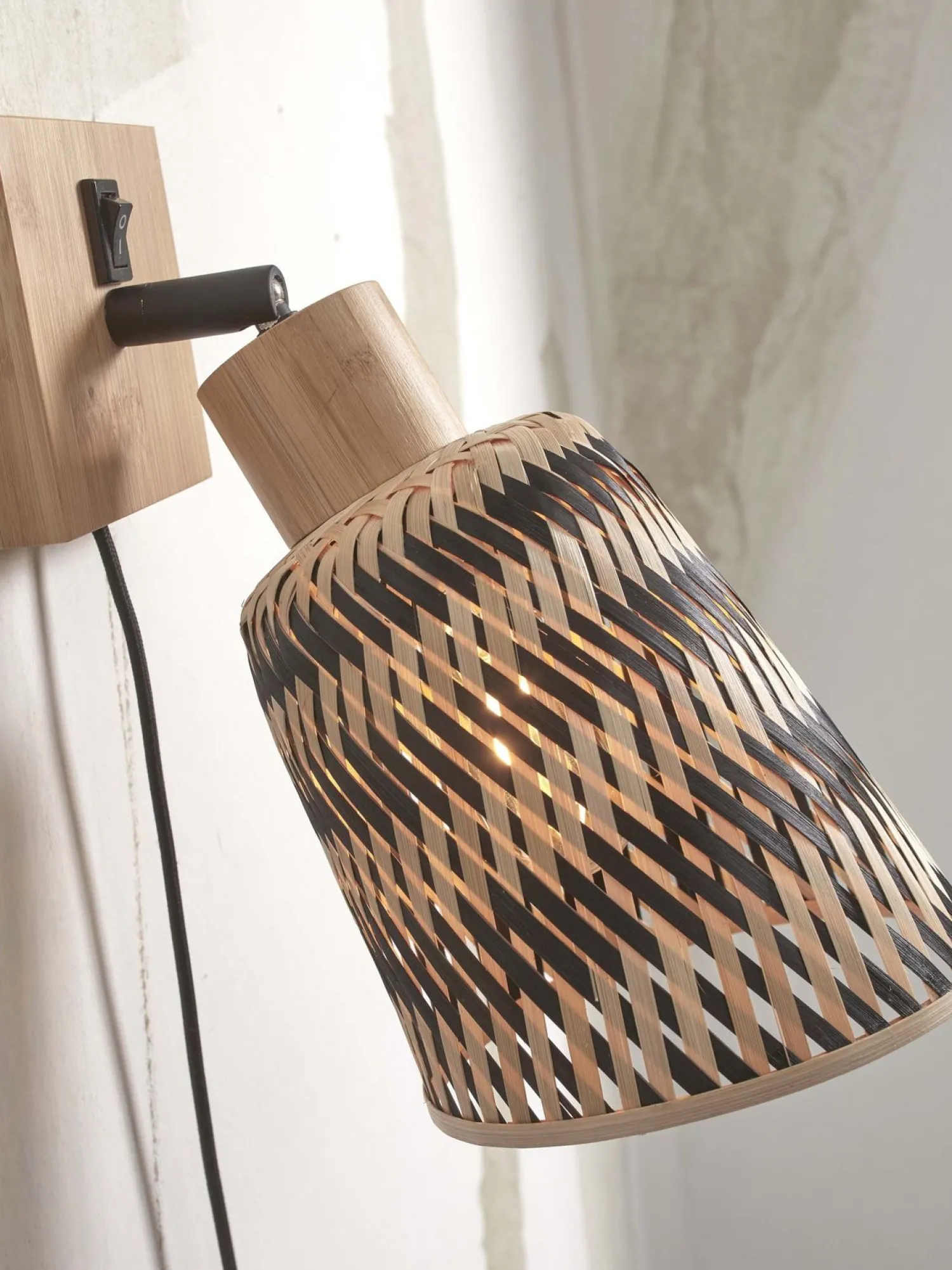 Wandlampen|Wandlampen-Good&Mojo Java L Wandlamp Natural, Black