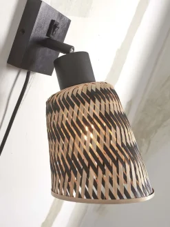 Wandlampen|Wandlampen-Good&Mojo Java L Wandlamp Black, Natural