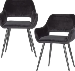 Eetkamerstoelen Met Armleuning-WOOOD Jelle set van 2 Eetkamerstoel Black