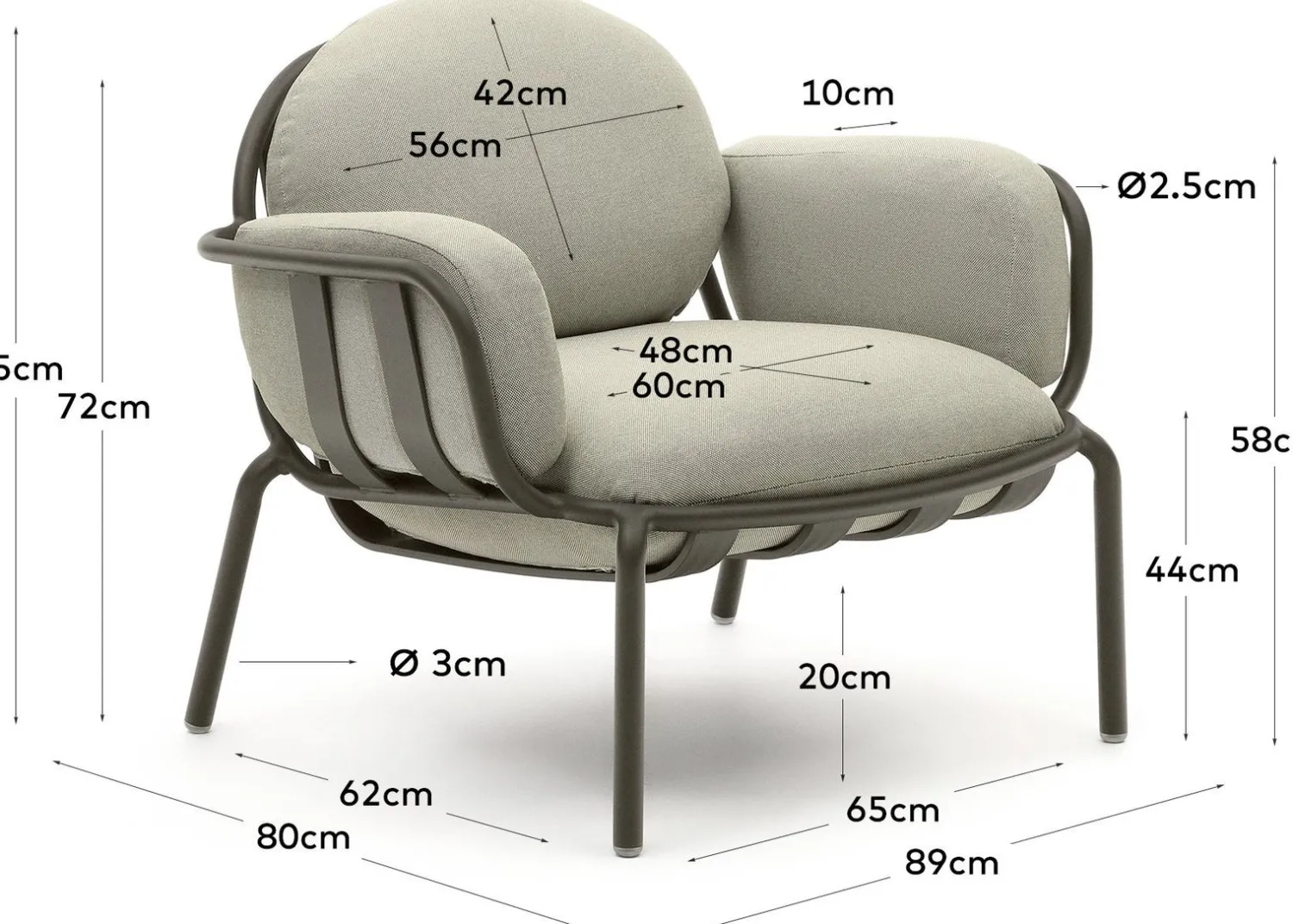 Tuinstoelen|Design Fauteuils-Kave Home Joncols Outdoor Fauteuil Groen