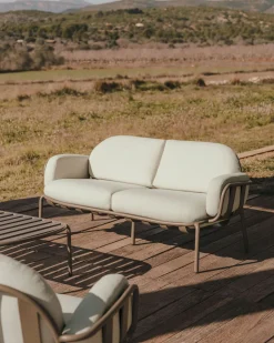Tuinbanken|Zitbanken-Kave Home Joncols 2-Zits Tuinbank Groen, Beige