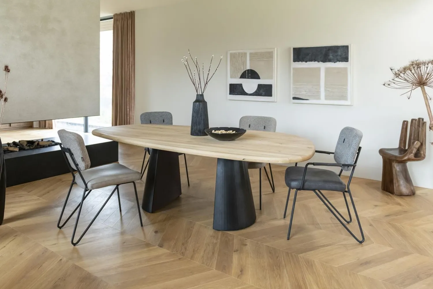 Eetkamerstoelen Zonder Armleuning-XOOON June Eetkamerstoel Licht grijs