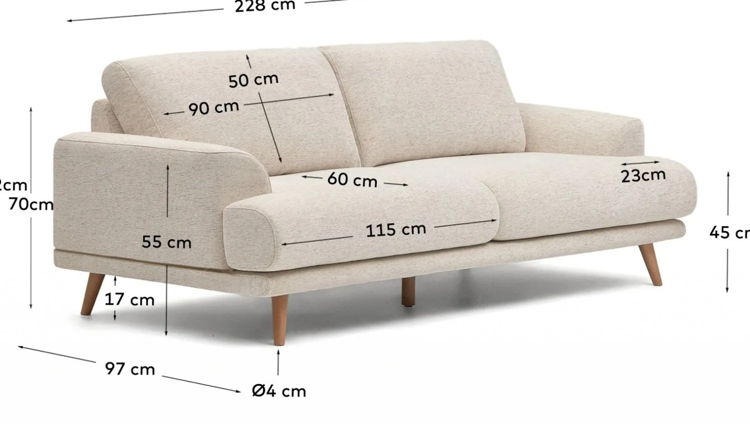 Zitbanken-Kave Home Karin 3-Zitsbank Beige