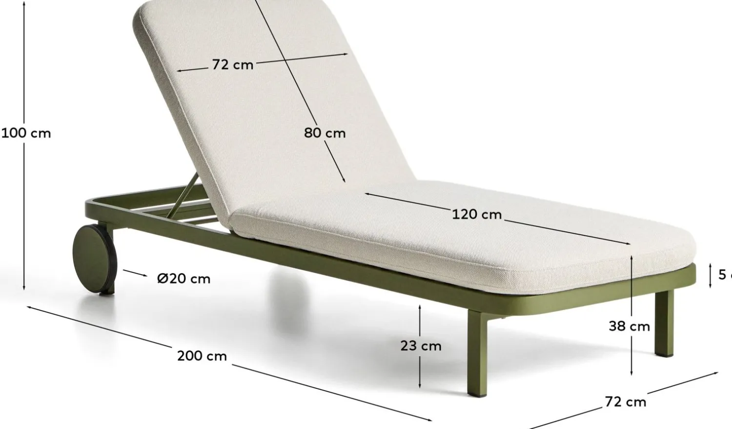 Tuinstoelen-Kave Home Kionia Ligstoel Groen