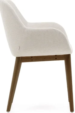 Eetkamerstoelen Met Armleuning-Kave Home Konna Essenhout Eetkamerstoel Creme, Donkerbruin