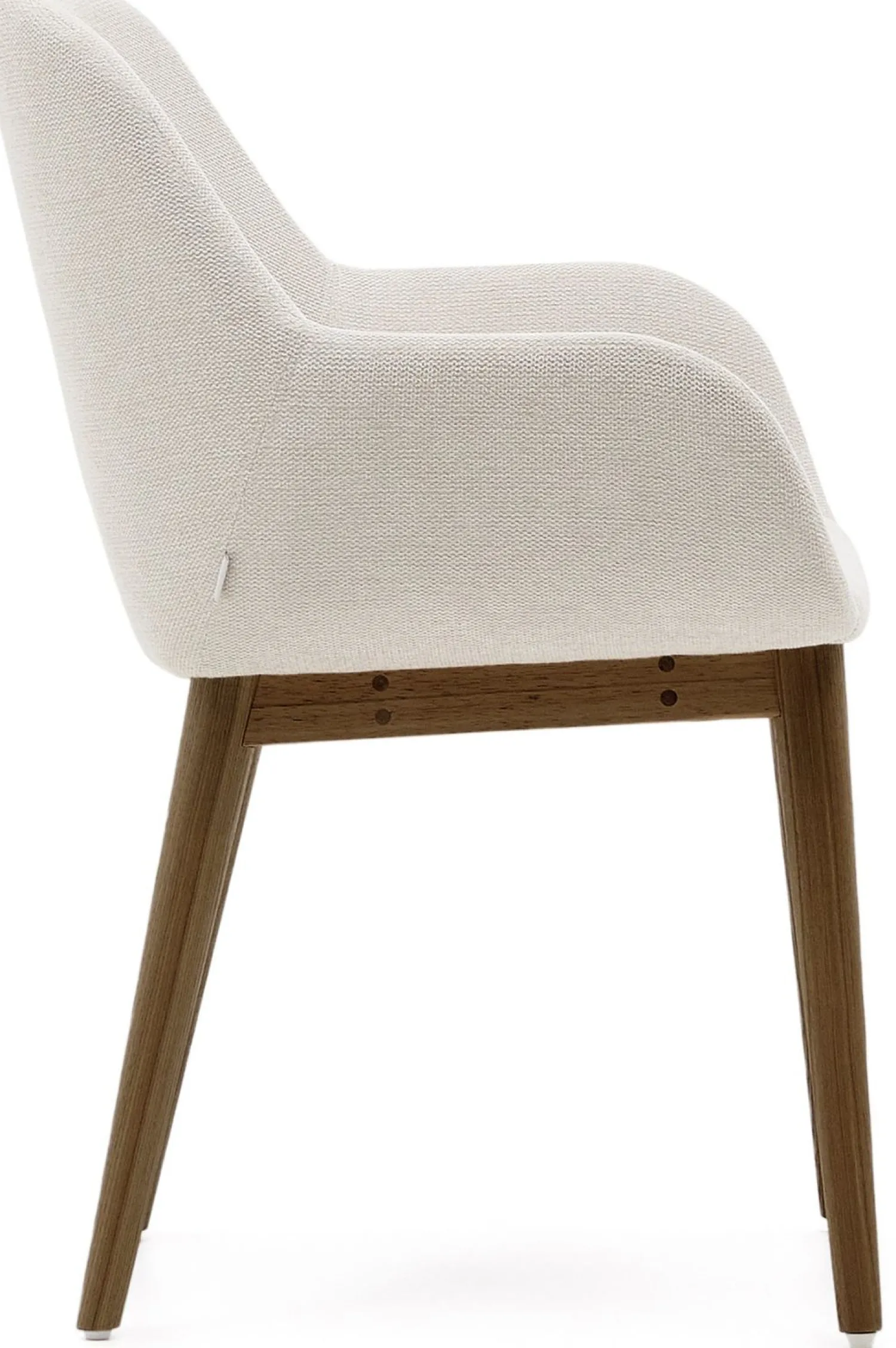Eetkamerstoelen Met Armleuning-Kave Home Konna Essenhout Eetkamerstoel Creme, Donkerbruin