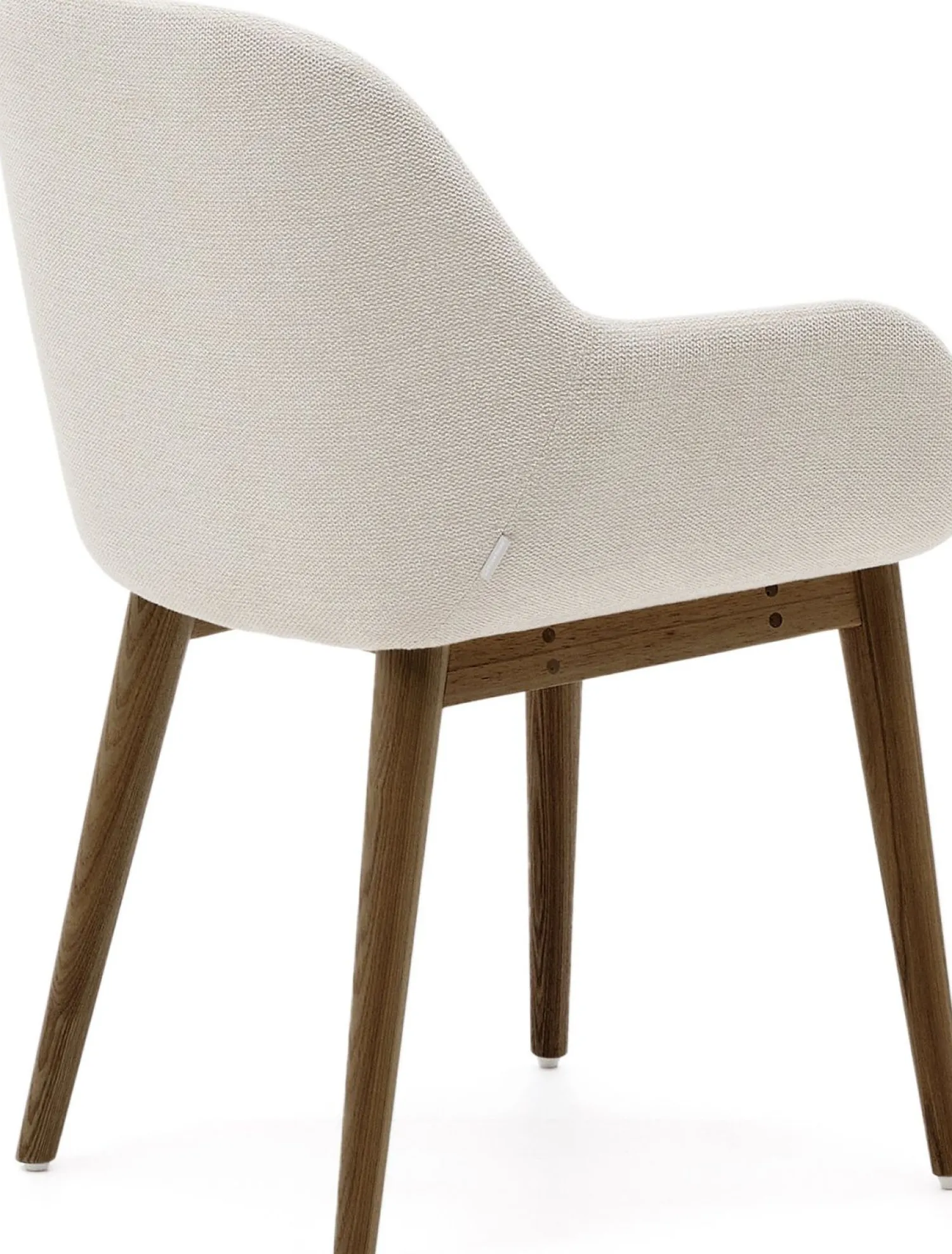Eetkamerstoelen Met Armleuning-Kave Home Konna Essenhout Eetkamerstoel Creme, Donkerbruin