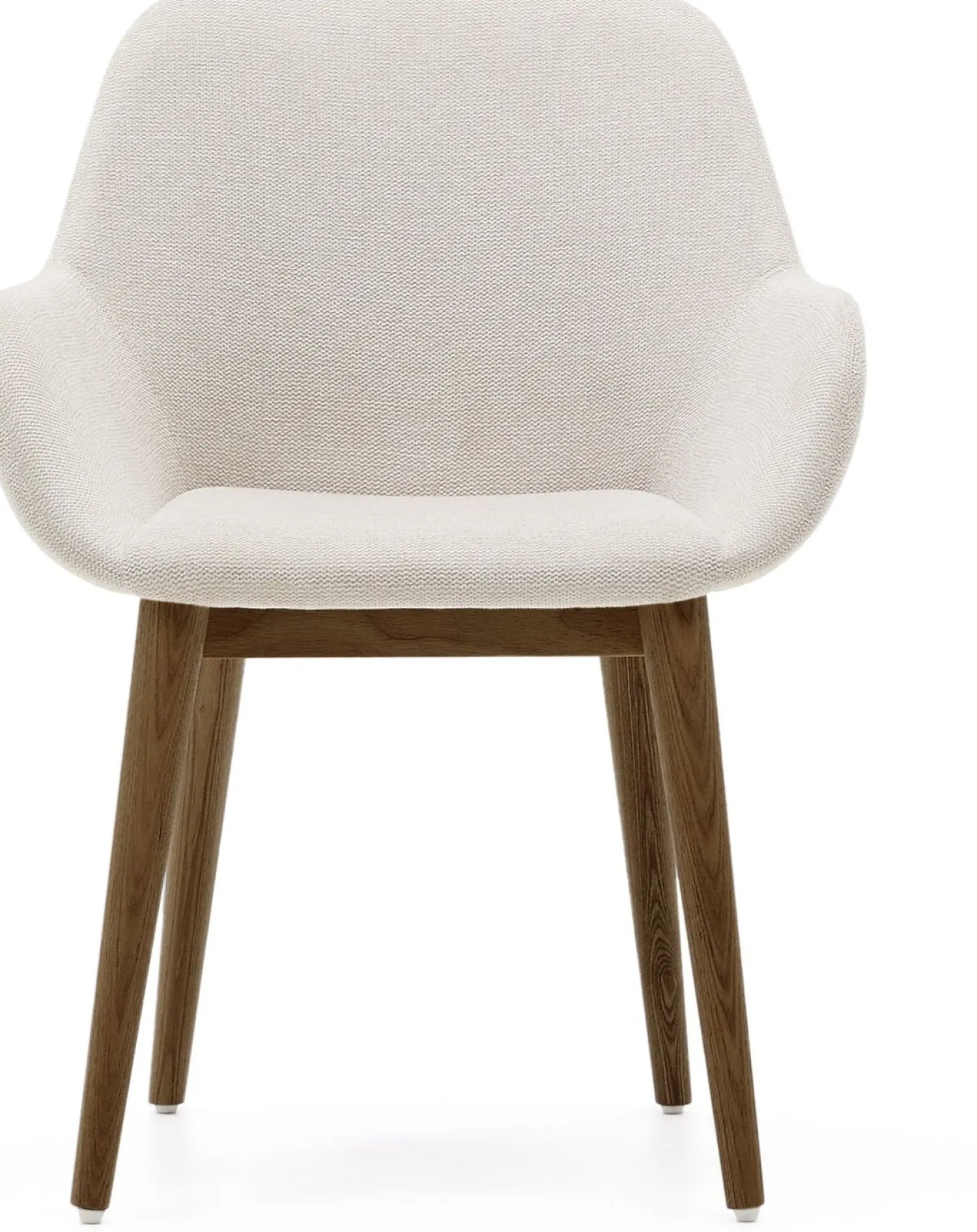 Eetkamerstoelen Met Armleuning-Kave Home Konna Essenhout Eetkamerstoel Creme, Donkerbruin