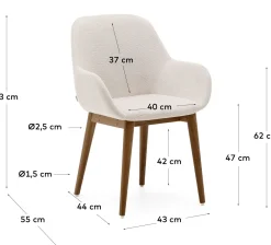 Eetkamerstoelen Met Armleuning-Kave Home Konna Essenhout Eetkamerstoel Creme, Donkerbruin