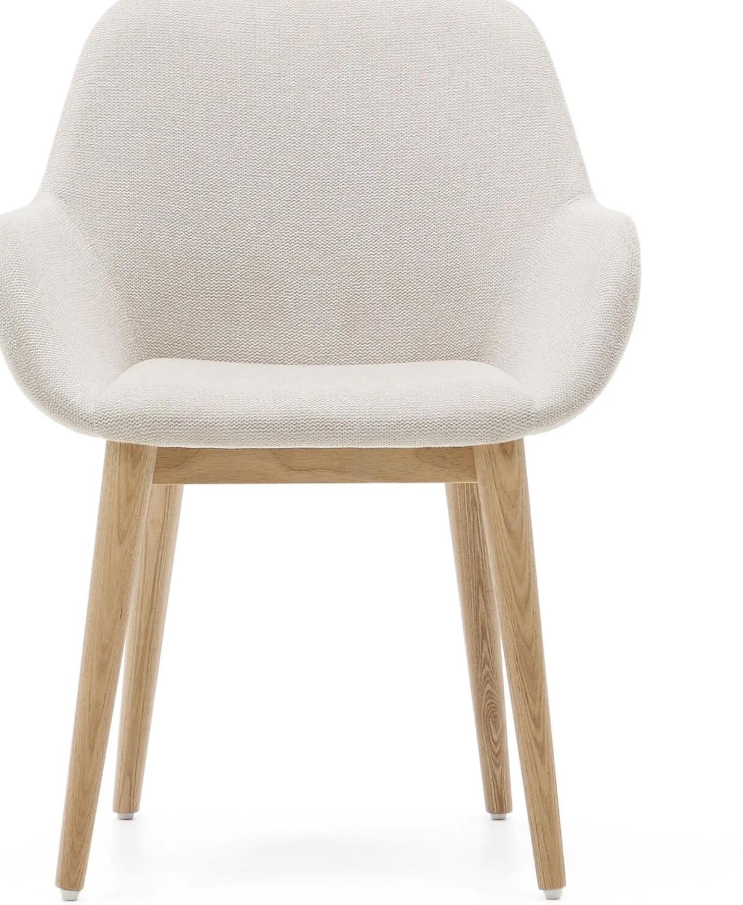 Eetkamerstoelen Met Armleuning-Kave Home Konna Essenhout Eetkamerstoel Creme, Naturel