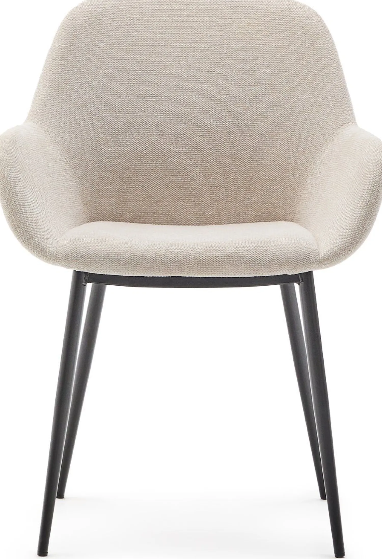 Eetkamerstoelen Met Armleuning-Kave Home Konna Staal Eetkamerstoel Creme, Zwart