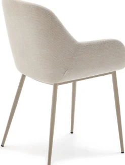 Eetkamerstoelen Met Armleuning-Kave Home Konna Staal Eetkamerstoel Beige
