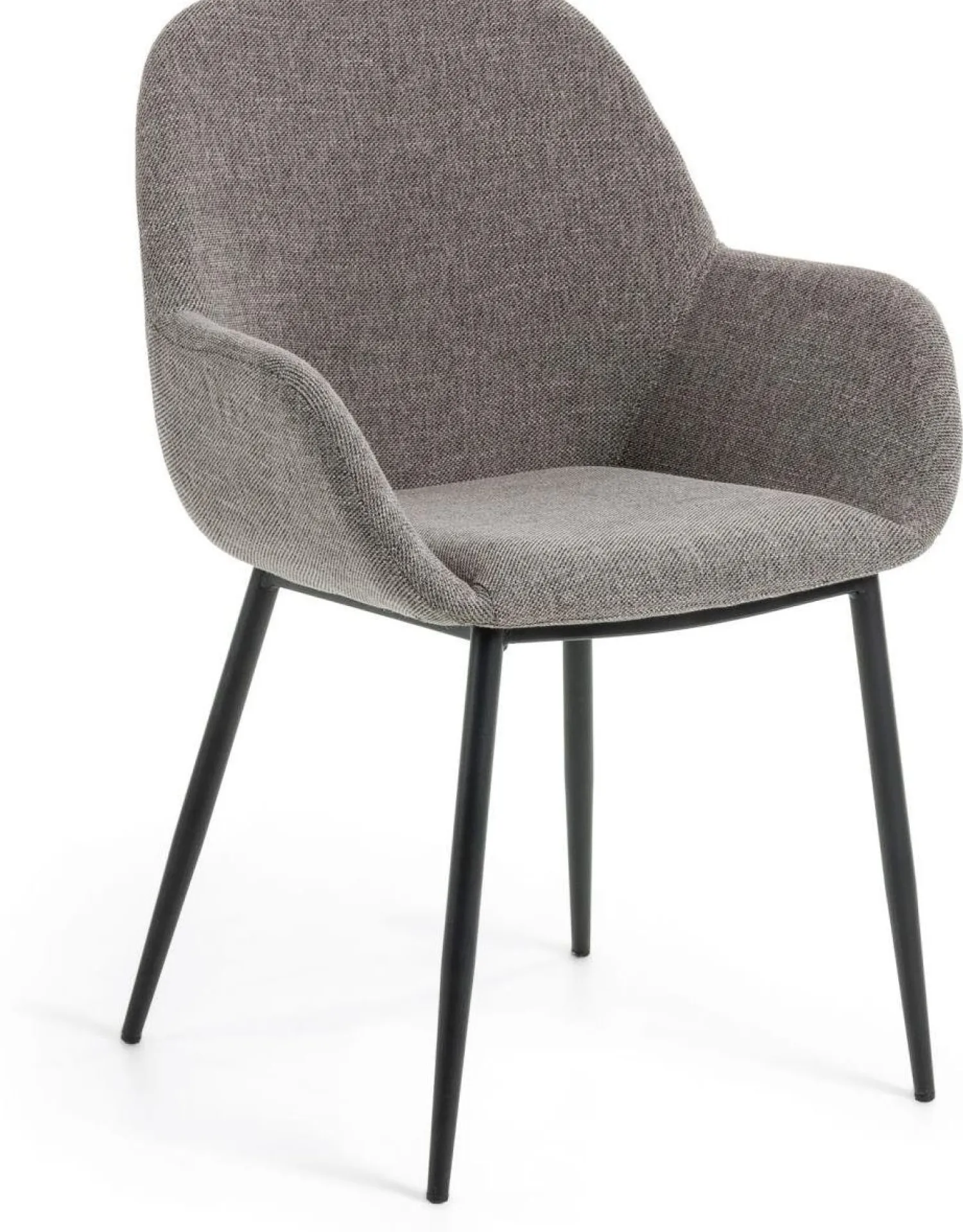 Eetkamerstoelen Met Armleuning-Kave Home Konna Staal Eetkamerstoel Grijs, Zwart