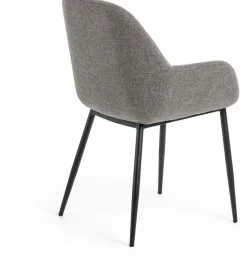 Eetkamerstoelen Met Armleuning-Kave Home Konna Staal Eetkamerstoel Grijs, Zwart