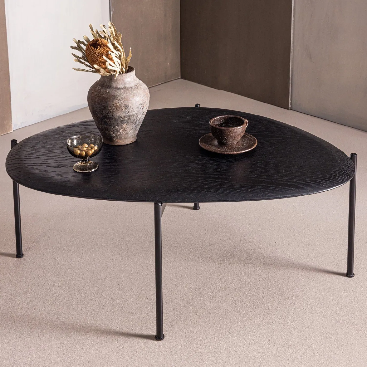 Organische Salontafels-WOOOD Kota Salontafel Zwart