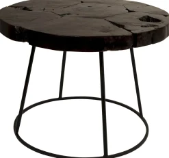 Industriële Bijzettafels|Ronde Bijzettafels-Dutchbone Kraton Bijzettafel Chocolate Black