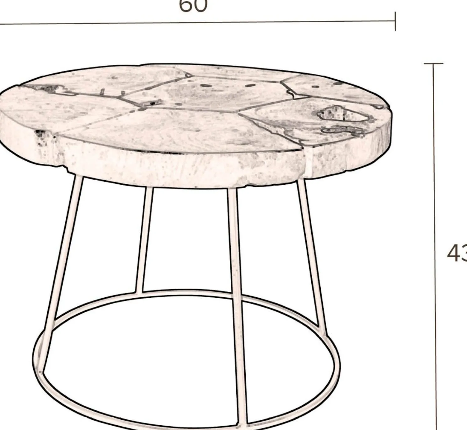 Industriële Bijzettafels|Ronde Bijzettafels-Dutchbone Kraton Bijzettafel Chocolate Black