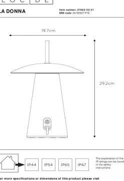 Tafellampen|Tafellampen-Lucide La Donna Tafellamp Wit