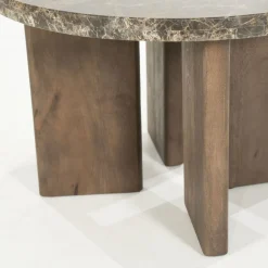 Marmeren Salontafels|Ronde Salontafels-Eleonora Lando Salontafel Bruin