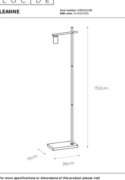 Industriële Vloerlampen|Vloerlampen-Lucide Leanne Vloerlamp Zwart