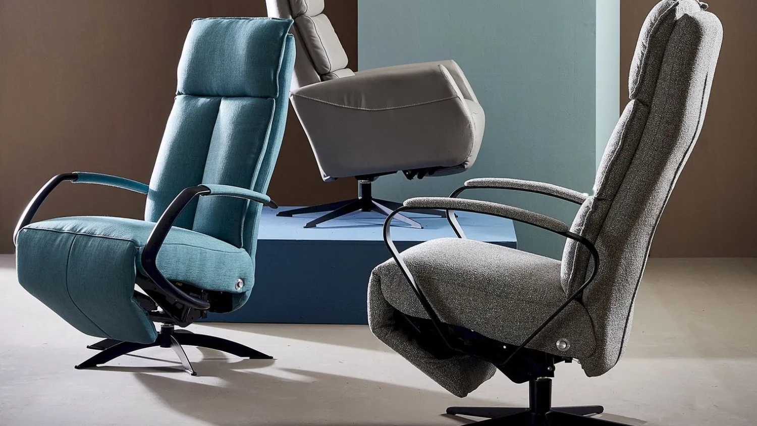 Draaifauteuils|Relaxfauteuils-Trendhopper Lerum Fauteuil Grey, Petrol