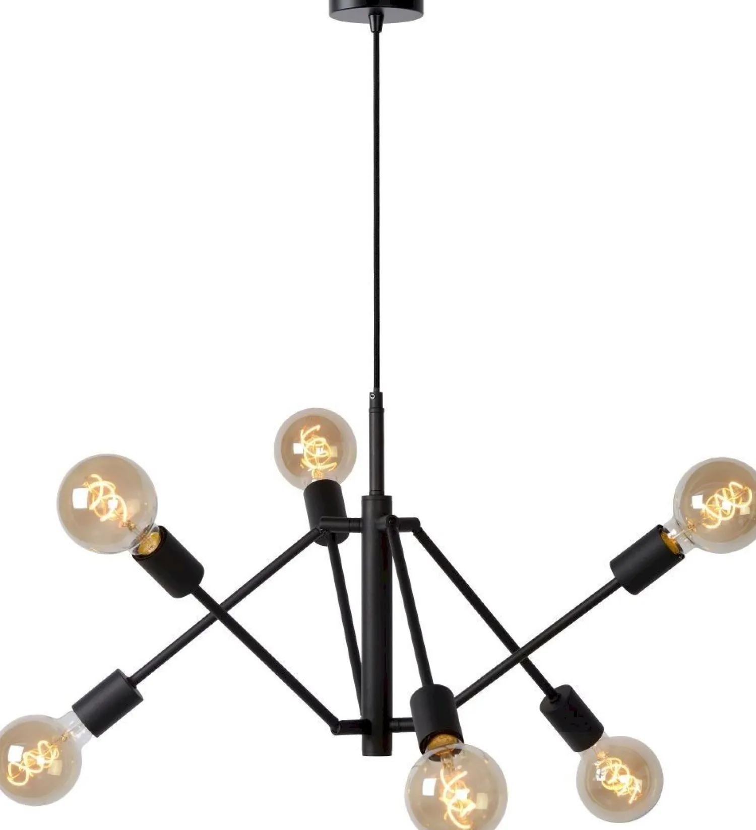 Industriële Hanglampen|Industriële Hanglampen-Lucide Lester Hanglamp Zwart