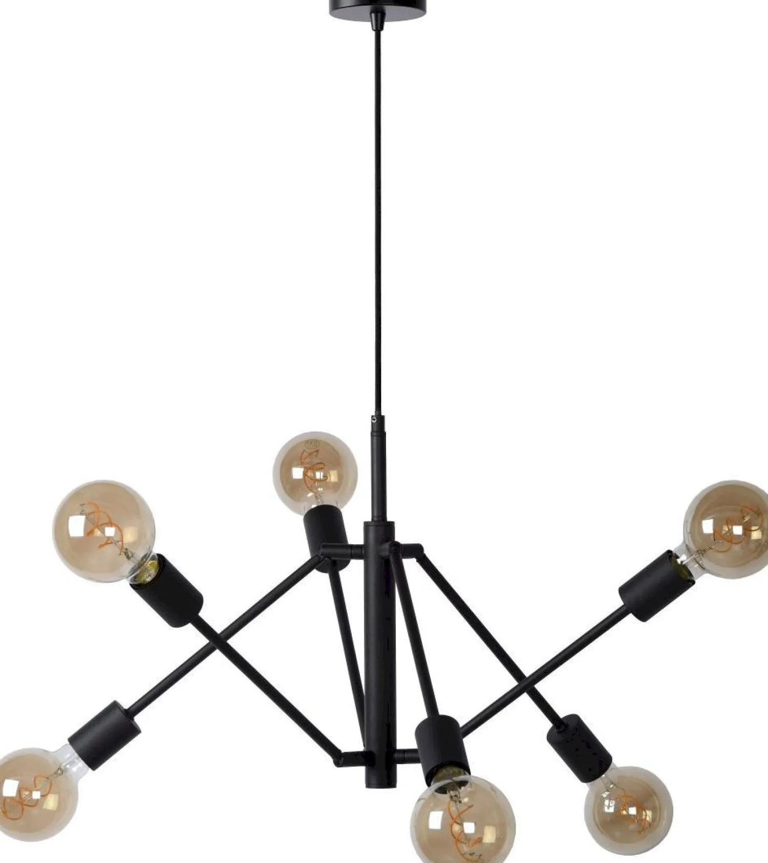 Industriële Hanglampen|Industriële Hanglampen-Lucide Lester Hanglamp Zwart