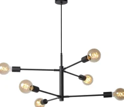 Industriële Hanglampen|Industriële Hanglampen-Lucide Lester Hanglamp Zwart