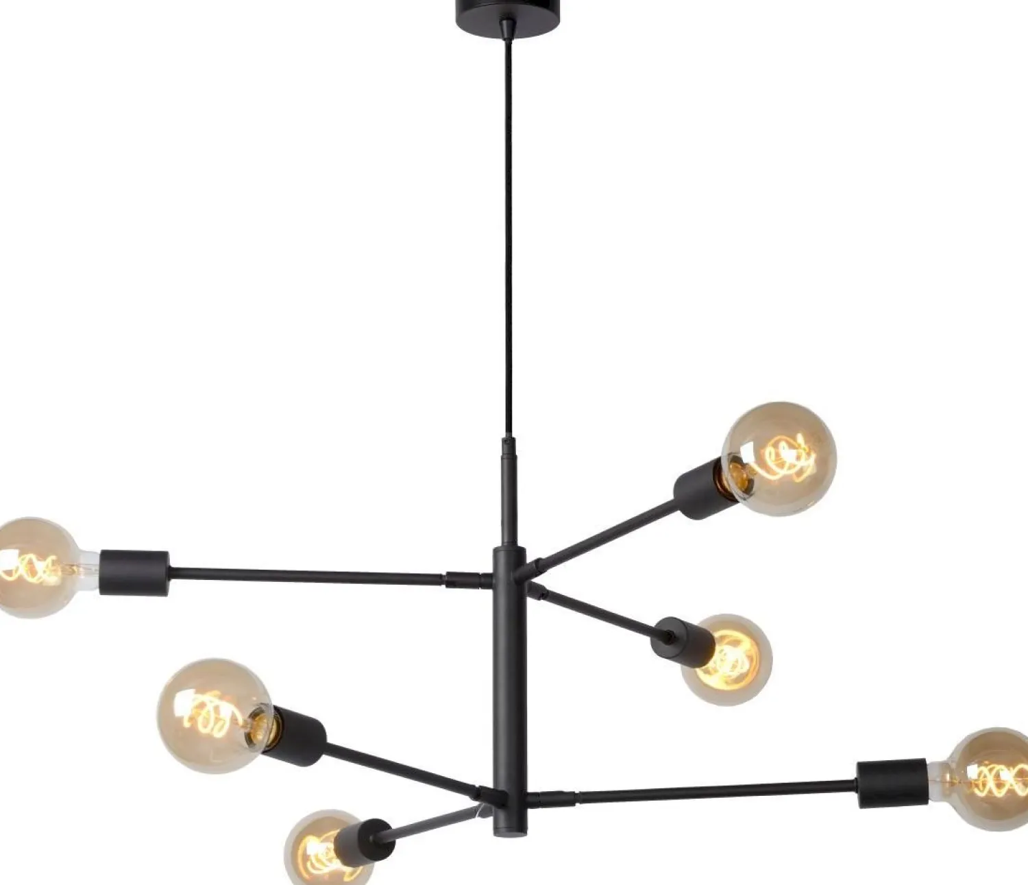 Industriële Hanglampen|Industriële Hanglampen-Lucide Lester Hanglamp Zwart