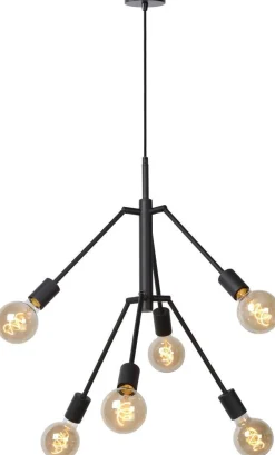 Industriële Hanglampen|Industriële Hanglampen-Lucide Lester Hanglamp Zwart