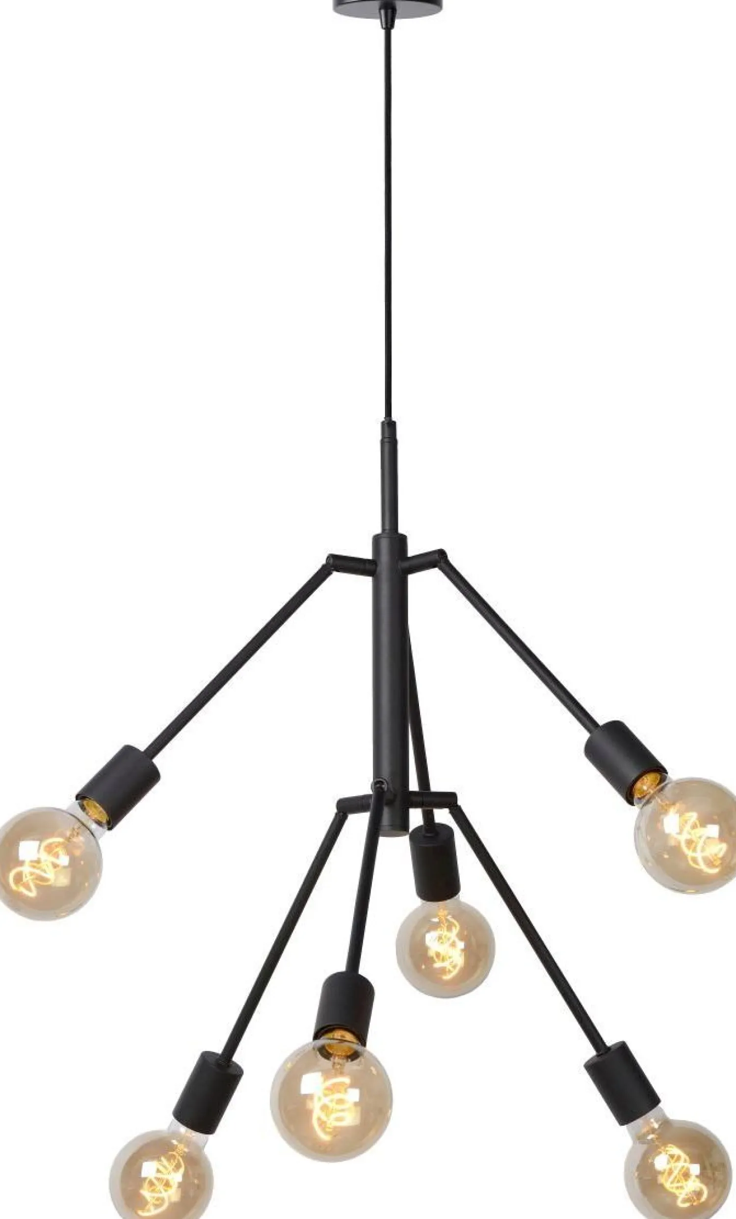Industriële Hanglampen|Industriële Hanglampen-Lucide Lester Hanglamp Zwart