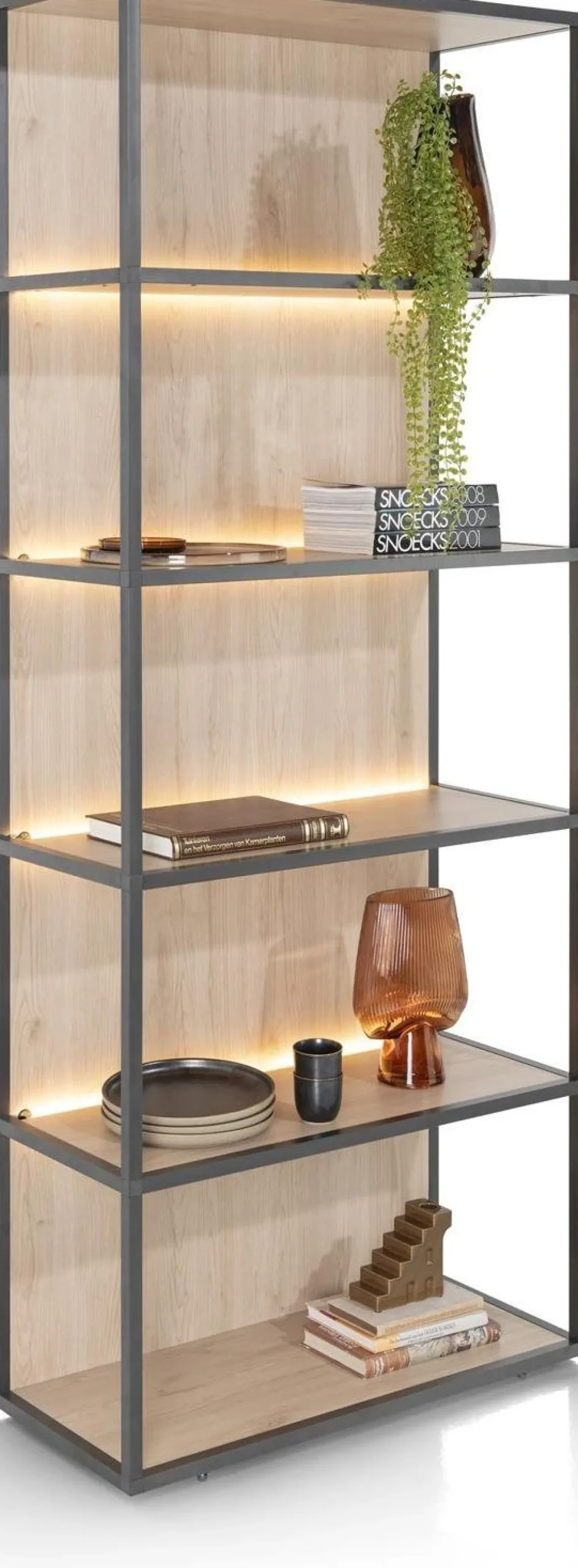 Boekenkasten-XOOON Lindfield Boekenkast Zwart, Naturel