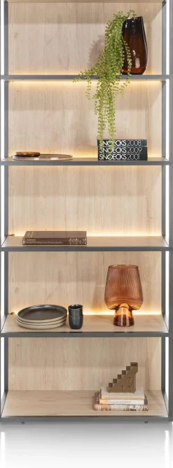Boekenkasten-XOOON Lindfield Boekenkast Zwart, Naturel