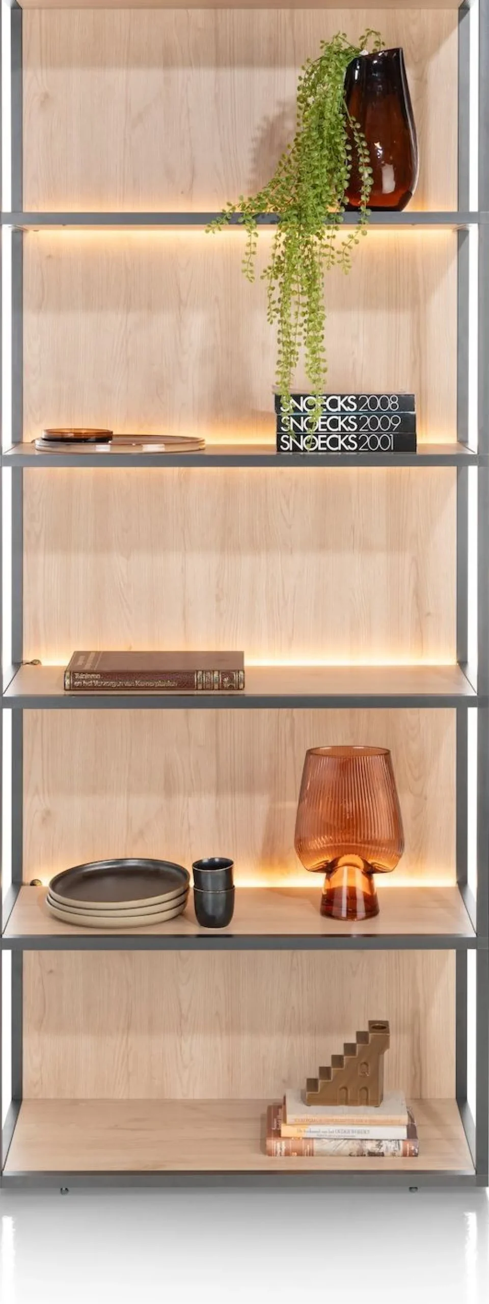 Boekenkasten-XOOON Lindfield Boekenkast Zwart, Naturel