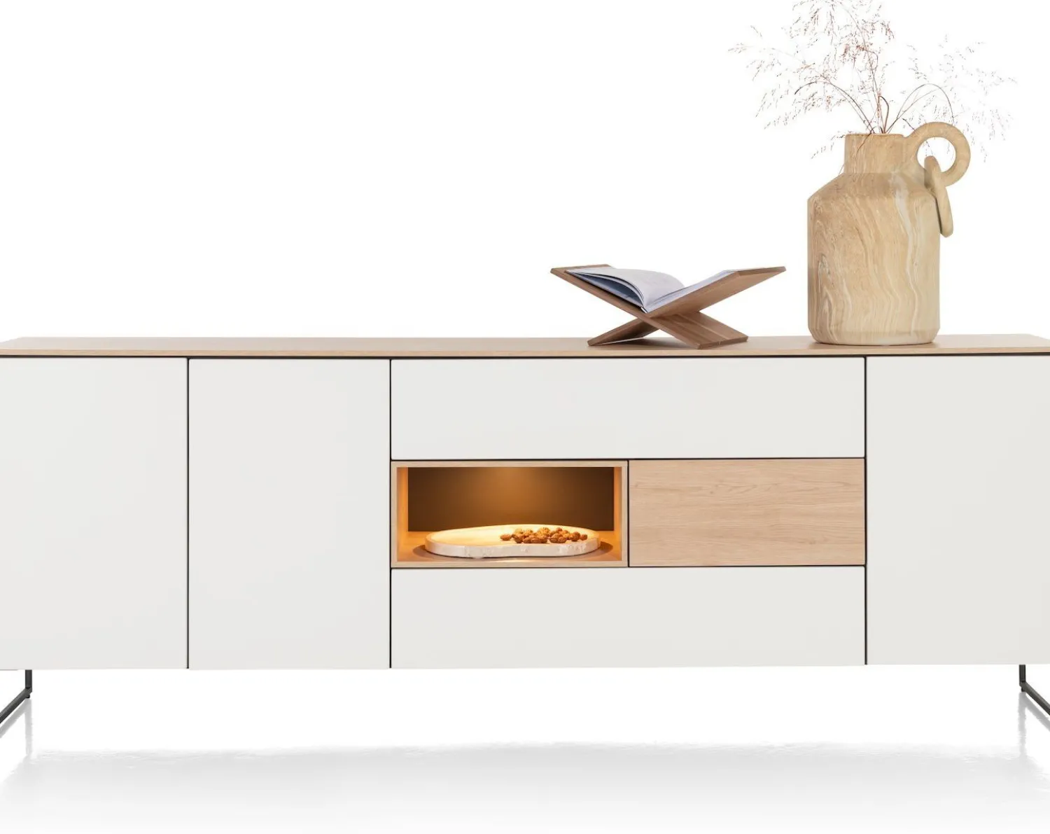 Dressoirs-XOOON Lindfield Dressoir Wit, Naturel