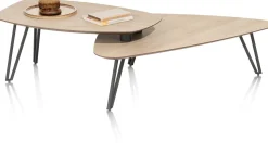 Houten Salontafels-XOOON Lindfield Salontafelset Naturel, Zwart