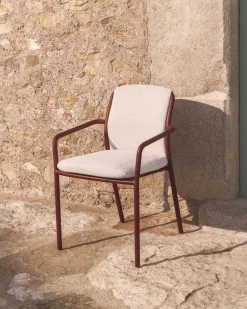 Tuinstoelen-Kave Home Linosa Tuinstoel Donkerrood, Beige