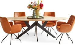Eetkamerstoelen Met Armleuning-Movani Lisanne Eetkamerstoel Cognac, Lichtbruin
