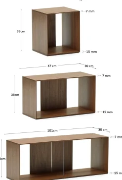 Vakkenkasten|Vakkenkasten-Kave Home Litto Modulaire kast Donkerbruin