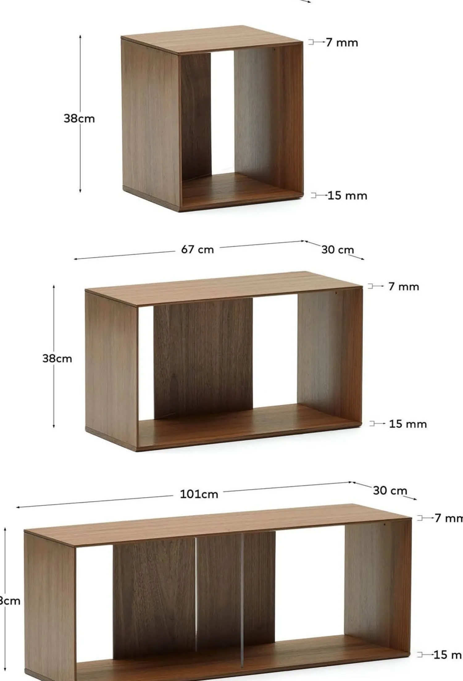Vakkenkasten|Vakkenkasten-Kave Home Litto Modulaire kast Donkerbruin