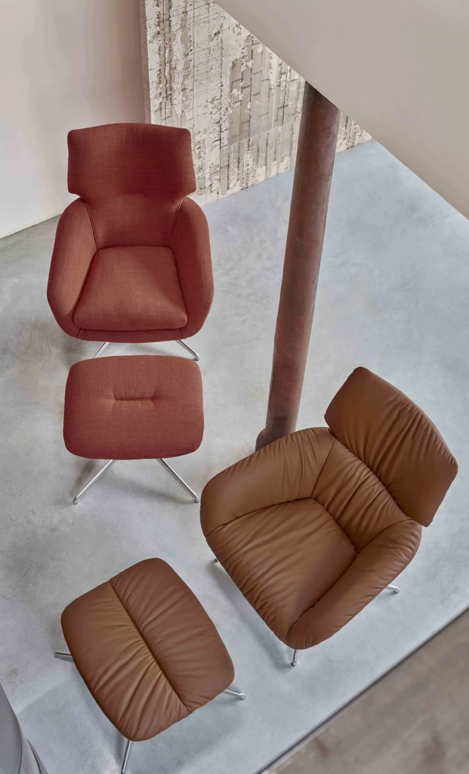 Leren Fauteuils|Relaxfauteuils-Leolux Lodey Plus Fauteuil Brown orange