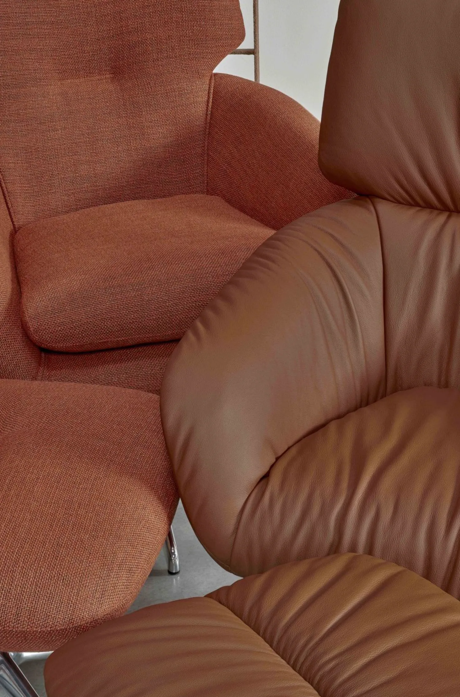Leren Fauteuils|Relaxfauteuils-Leolux Lodey Plus Fauteuil Brown orange