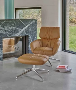 Leren Fauteuils|Relaxfauteuils-Leolux Lodey Plus Fauteuil Brown orange