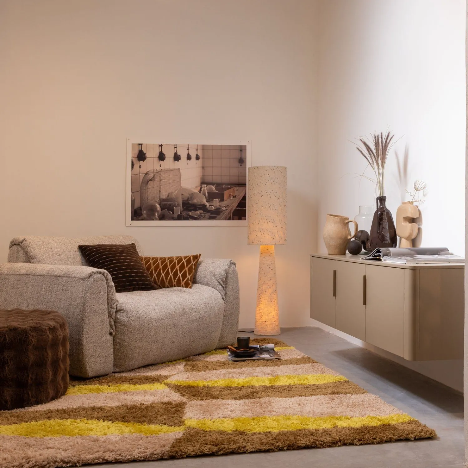 Moderne Vloerlampen|Vloerlampen-WOOOD Loft Stippen Vloerlamp Naturel