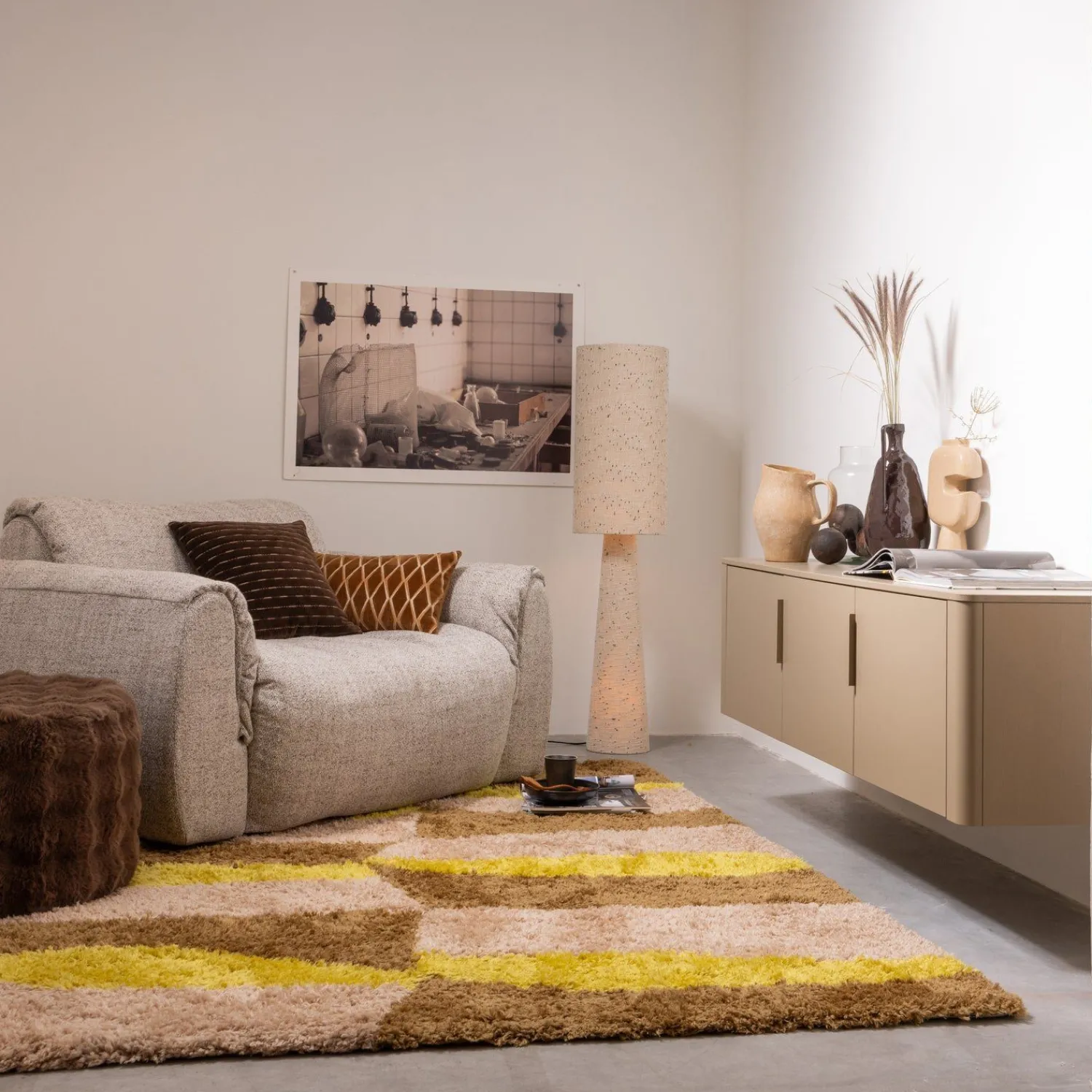 Moderne Vloerlampen|Vloerlampen-WOOOD Loft Stippen Vloerlamp Naturel