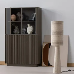 Moderne Vloerlampen|Vloerlampen-WOOOD Loft Strepen Vloerlamp Naturel